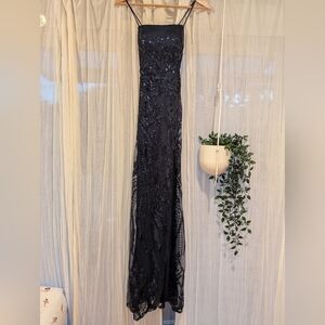 Elegant Navy Blue Sequin Dress